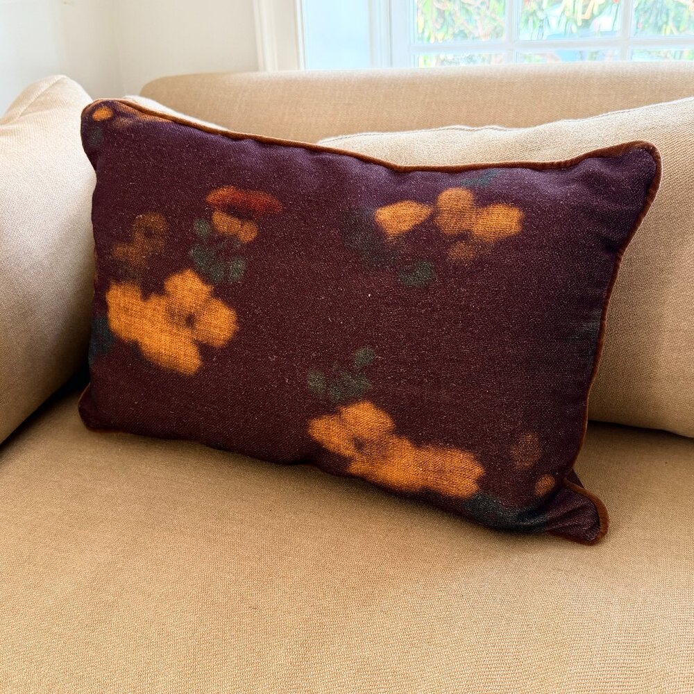 Crate&Barrel | Impressionist Floral Cider Burgundy 22"x15" Throw Pillow Cover